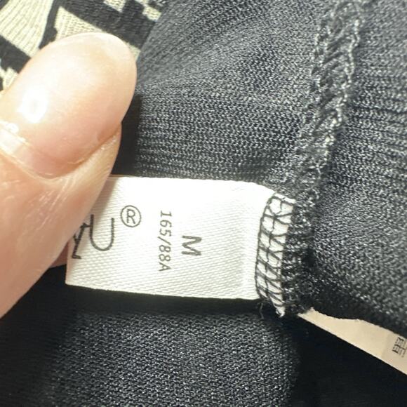 Y2K Geometric Print Ruched Top High Neck Cyber Indie Mod Retro Medium Minimalist - Picture 10 of 12